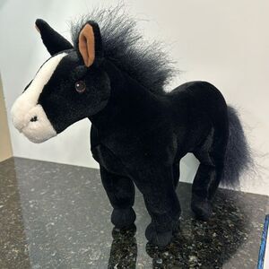 IKEA NICE BLACK & WHITE HORSE 15" Plush STUFFED ANIMAL Toy